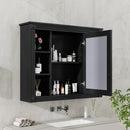 Wall-Mounted Bathroom Storage Cabinet With Mirror, 6 Open Shelves - Black by Unique Piece Furniture