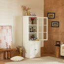 Retro Style Hutch Cabinet With Glass Door, China Cabinet For Home by Unique Piece Furniture