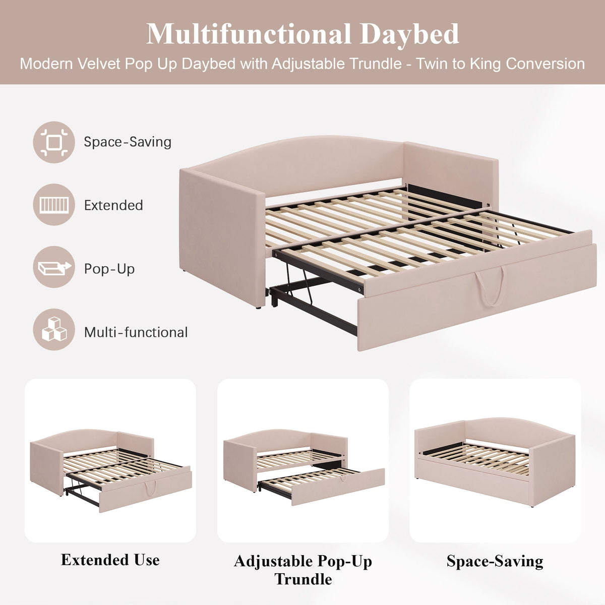 Daybed With Pop Up Trundle, Upholstered Sofa Bed, photo 15 of 21