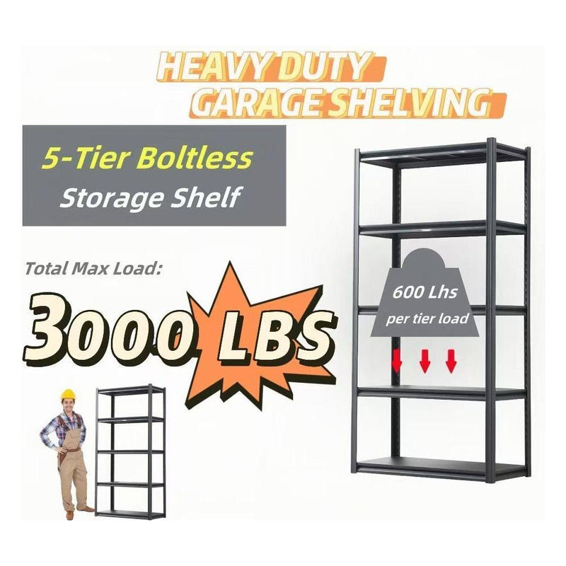 5 Tier Heavy Duty Metal Storage Shelves ,Easy to Assemble ,Adjustable ,Storage Shelves for Basements, Garages and Kitchen, 78 'H*47.2'W*23.6 'D