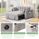 55.3" 4-1 Multi-functional Sofa Bed with Cup Holder and USB Port for Living Room or Apartments, Gray