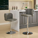 Swivel Barstools Adjusatble Seat Height With Chrome Base, Modern PU Upholstered Bar Stools with the whole Back Tufted, for Home Pub and Kitchen Island,Gray, Set of 2