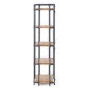 Yorktown - Industrial 5 Shelf Bookcase With Metal Pipework And Solid Fir - Natural