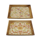 Set of 2 Square Acacia Wood Mirrored Trays