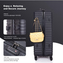 3 Piece Luggage Sets ABS Lightweight Suitcase with Two Hooks, Spinner Wheels, TSA Lock, (20/24/28) Black