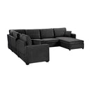 Modular 5 Seat U-Shape Sectional Sofa With Chaise Lounge, Built In Cup Holders And Storage Drawer