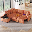 Convertible Sofa Bed Sectional Sofa Sleeper L-Shaped Sofa With A Storage Ottoman, Two Pillows, Two Power Sockets And Two USB Ports For Living Room by HouseOfZazla