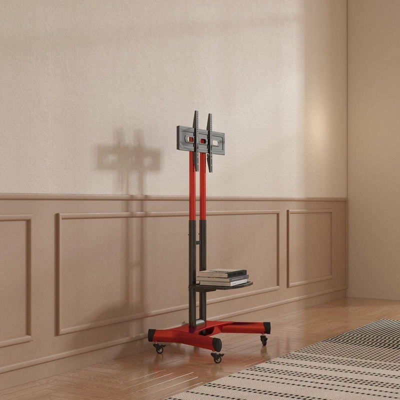 FANCO Universal Swivel TV Stand for 32"0 inch TVs, Height Adjustable Table Top TV Stand Mount with Tilt, Max VESA 600x400mm (Red)