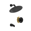 10" Round Rain Shower Head System With Waterfall Tub Spout, Wall Mounted, Stainless Steel