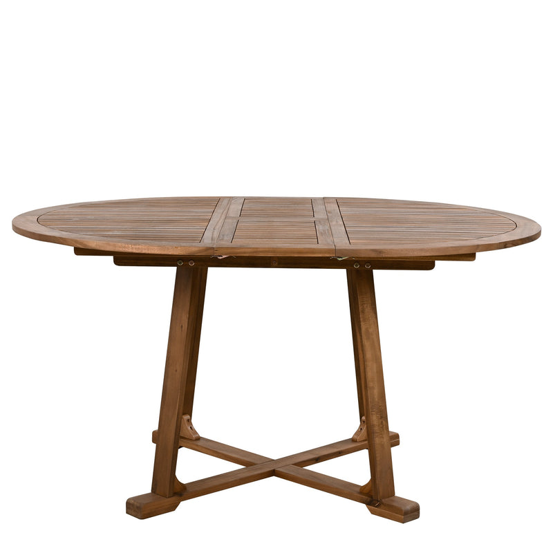 TOPMAX Modern 5-Piece Patio Extendable Wooden Dining Table Set, 12inch Butterfly Leaf Foldable Round Kitchen Table Set with 4 Rattan Arm Chairs for Backyard,Balcony, Garden, Poolside, Natural