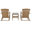 Adjustable Outdoor Wicker Double Rocking Chair with Coffee Table, Suitable for Backyard, Garden, Poolside.