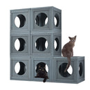 Outdoor Cat House With Shelves And Weather Protection, Removable Wood Boxes - Gray by HouseOfZazla