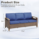 73.6" Wide Outdoor Wicker Patio Sofa
