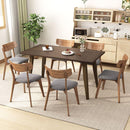 7 - Piece Dining Set,Mid-Century Walnut Finished Frame Upholstered Dining Chairs (Set of 6) (Dark Grey) +Wood Dining Table (Brown)