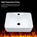 Rectangular Bathroom Sink With Towel Bar & Faucet Hole, Wall Mounted - White by HouseOfZazla