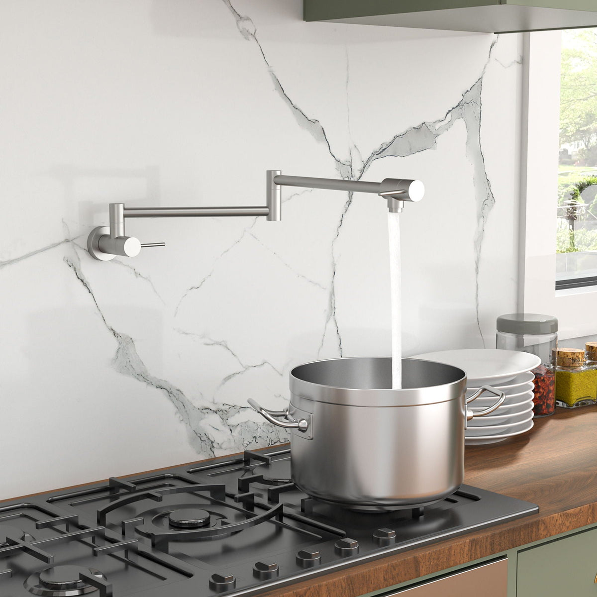 Modern Design Pot Filler Faucet Wall Mount Kitchen Sink, Folding Stretchable, photo 14 of 20
