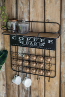 Floating Coffee Bar Shelf With Coffee Pod Holder, Hooks And Storage Shelf - Black by HouseOfZazla