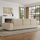 Combination Sofa Three Seats Cat Scratch Material High and Low Armrest Design Bacta Style beige