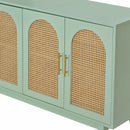 59.84"Modern 4-Door Cabinet with Rattan Decorative Doors,for Bedroom,Living Room,Office,Easy Assembly, Mint Green
