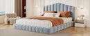 Velvet Upholstered Queen Bed with Shell-Shaped Headboard by HouseOfZazla