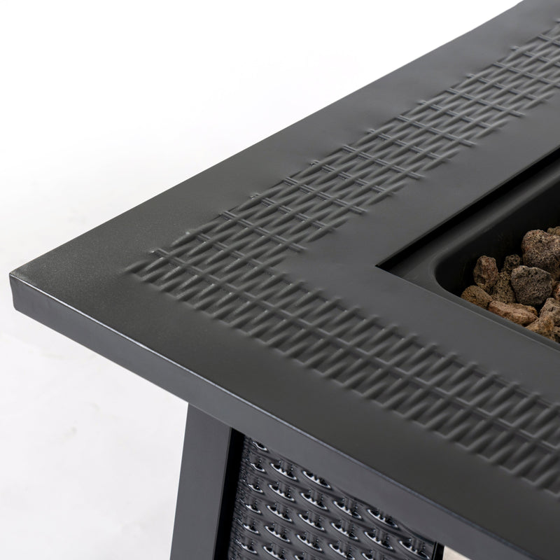 28-inch Iron Square Propane Fire Pit Table
