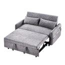 55.1" Pull Out Sleep Sofa Bed Loveseats Sofa Couch with Adjustable Backrest, Storage Pockets, 2 Soft Pillows, USB Ports for Living Room, Bedroom, Apartment, Office,Grey