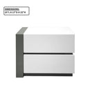 Nightstand Bedside Table With 2 Drawer For Bedroom - White / Silver by HouseOfZazla