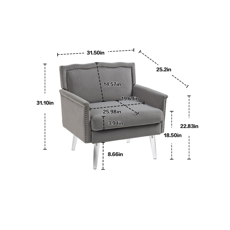 Accent Chair, Living Room Chair / leisure single sofa with acrylic feet