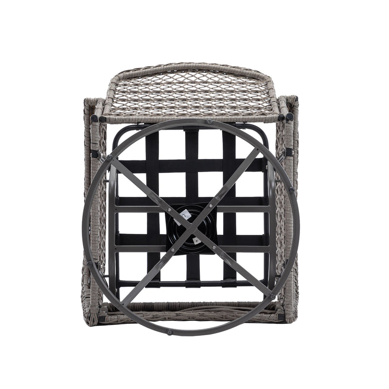 3 Pieces Outdoor Swivel Rocker Patio Chairs, 360 Degree Rocking Patio Conversation Set with Thickened Cushions and Glass Coffee Table for Backyard, Blue