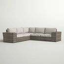 Wide Outdoor Wicker Patio Sectional With Cushions & Reversible Design - Gray by HouseOfZazla