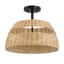 Twinkle - Double Lights Semi Flush With Shade - Black / Rattan by HouseOfZazla