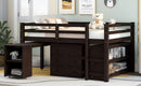 Loft Low Study Bed With Cabinet, Shelves And Rolling Portable Desk, Multiple Functions by HouseOfZazla