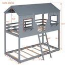 Twin Over Twin Bunk Bed With Roof, Window, Guardrail, Ladder by HouseOfZazla