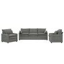 Modern Sofa Set With Double Layer Cushion And Side Storage Pockets
