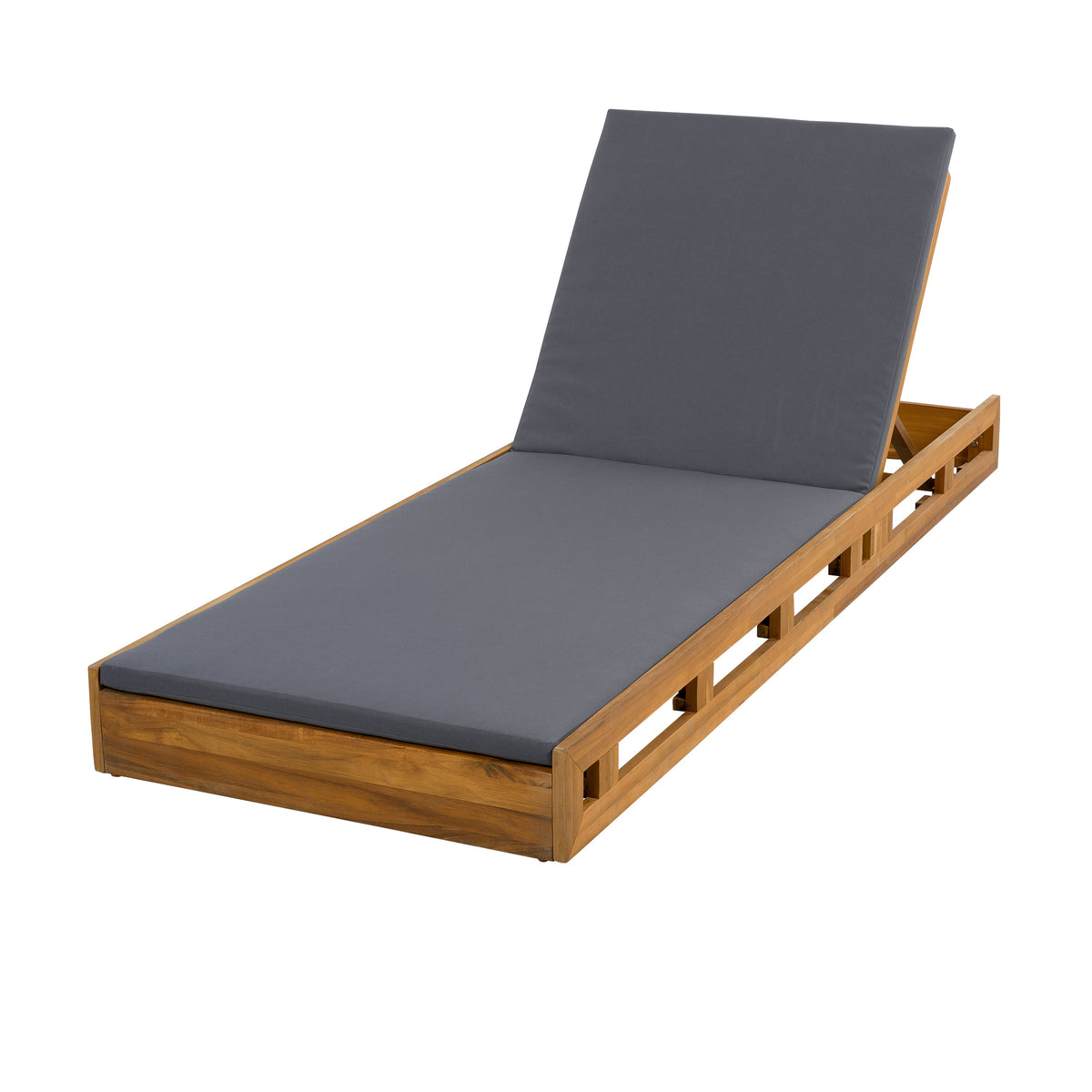 Acacia Wood Lounge Chaise Set with Water-Resistant Cushions, photo 9 of 10
