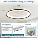 RGB Dimmable LED Bladeless Ceiling Fan With Remote Control, Flush Mount - White by Unique Piece Furniture