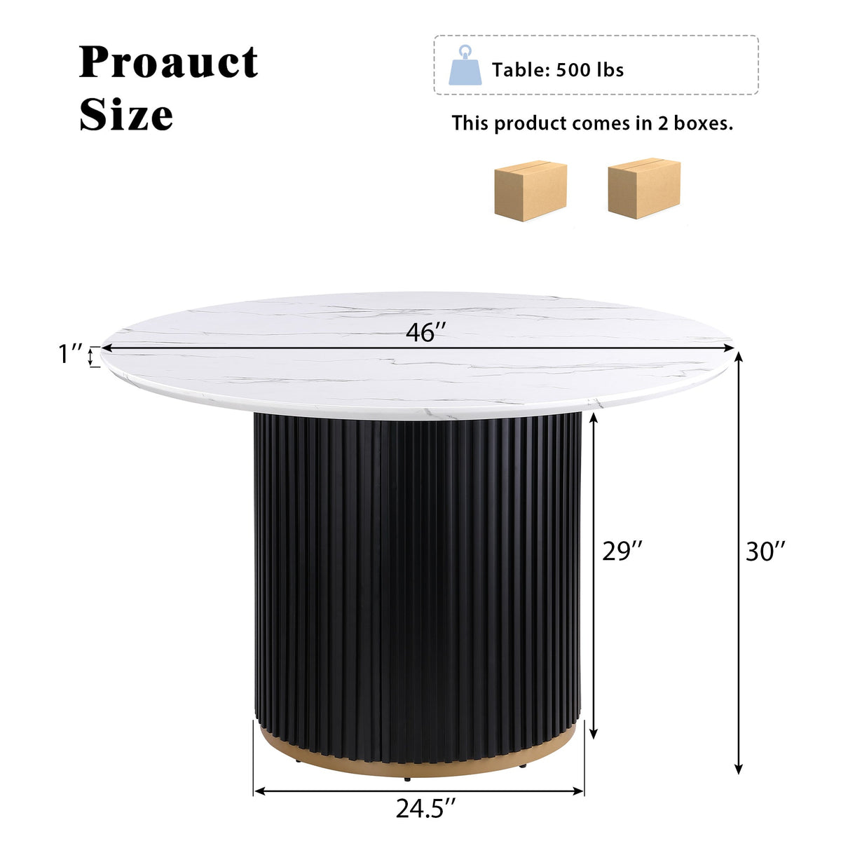 46 Inch Round Faux Marble Dining Table, photo 3 of 8