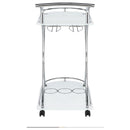 Elfman 2-tier Glass Shelf Metal Bar Cart White and Chrome