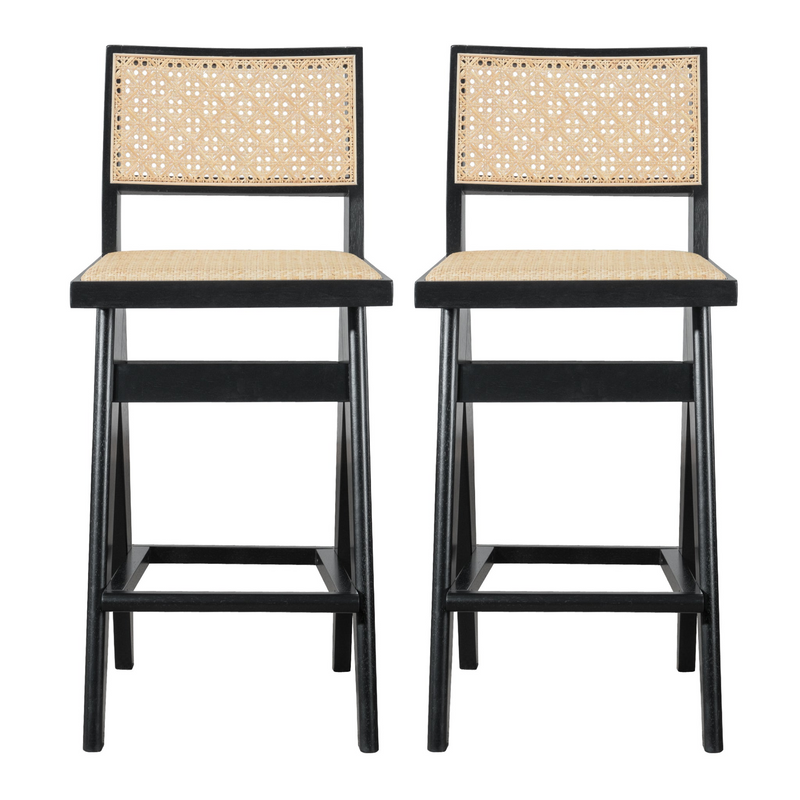 Walker Edison - Keira Rattan Bar Stool (Set of 2)