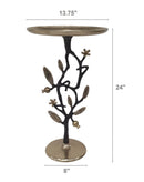 13.8x13.8x24 Black and Gold Aluminum Side Table with Pomegranate Design