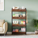 4 Tier Retail Display Rack With Hooks, Tall Metal Snack Stand With Shelves - Brown / Black by HouseOfZazla