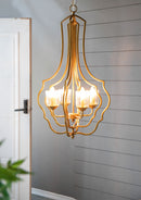4 Light Metal Chandelier, Hanging Light Fixture With Adjustable Chain For Kitchen, Bulb Not Included - Gold by HouseOfZazla
