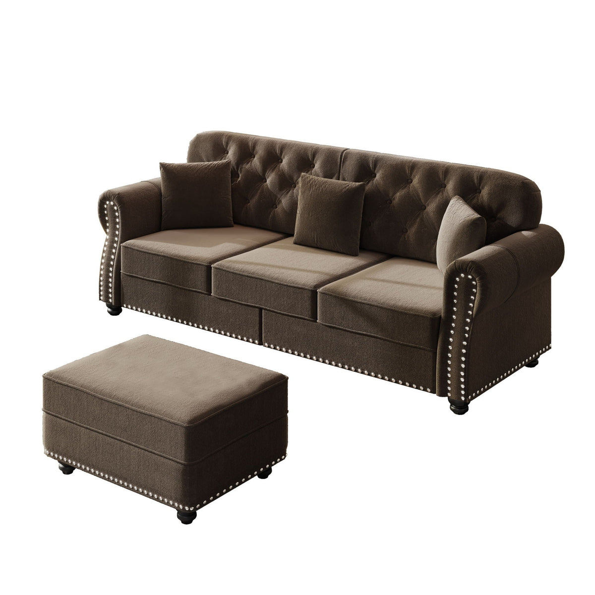 Upholstered 3 Seater Sofa Set With Ottoman, photo 3 of 39