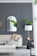 24" x 36" Black Arched Mirror with Metal Frame, Wall Mirror for Living Room Bedroom Entryway