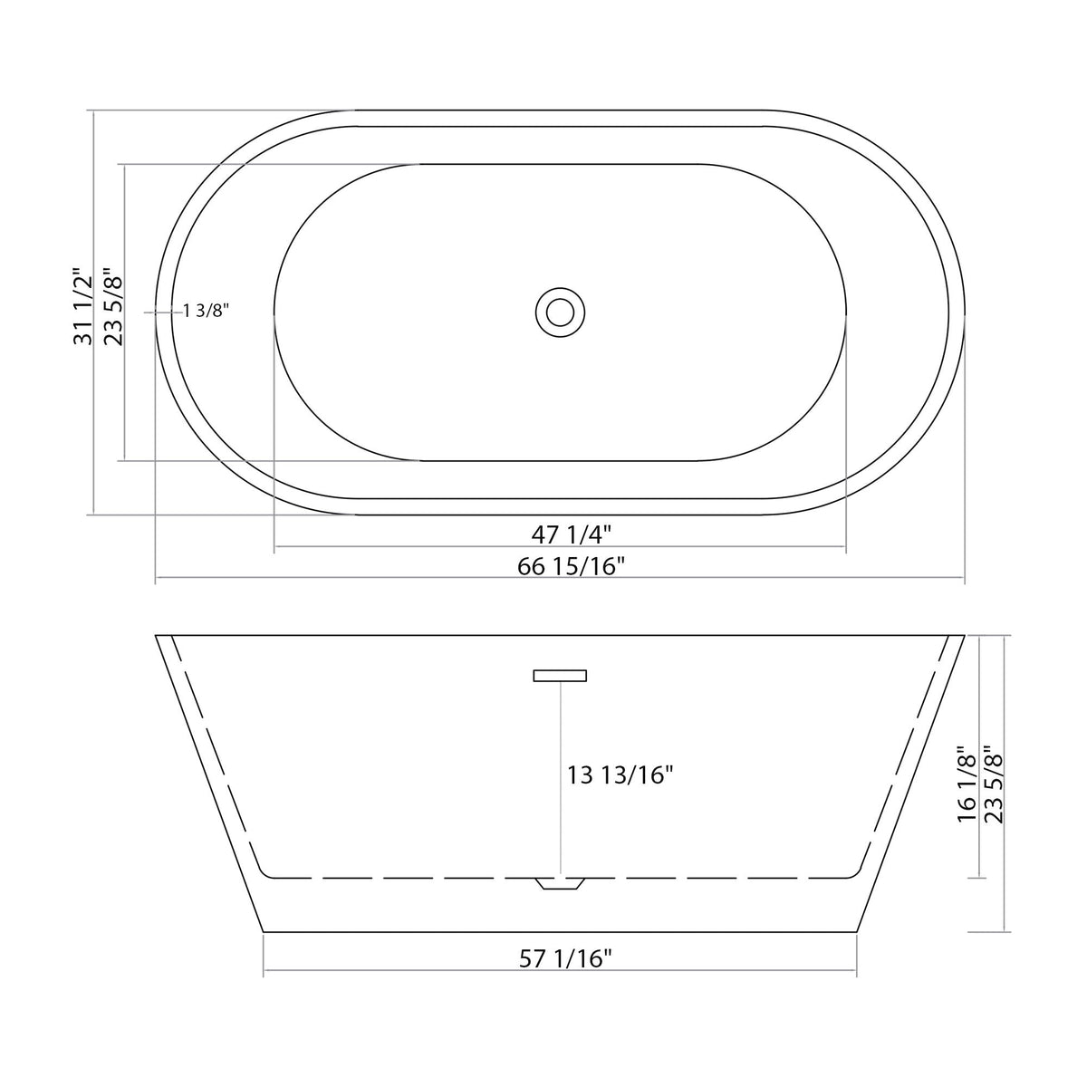 Gloss Freestanding Bathtub With Overflow & Pop Up Drain, Stand Alone Soaking Tub, photo 12 of 14