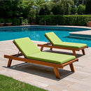 2 Piece Outdoor Chaise Lounge Chair Cushion Set With Pillow, Replacement Patio Seat Cushions - Apple Green by HouseOfZazla
