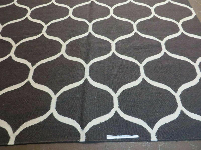5' X 8' Modern Contemporary Hand Made Flat Weave Wool Rug Veg Dyes Nice