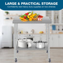 36''*24'' Commercial Work Table for Restaurant and Home Stainless Steel Kitchen Prep Table with Under Shelf and wheels