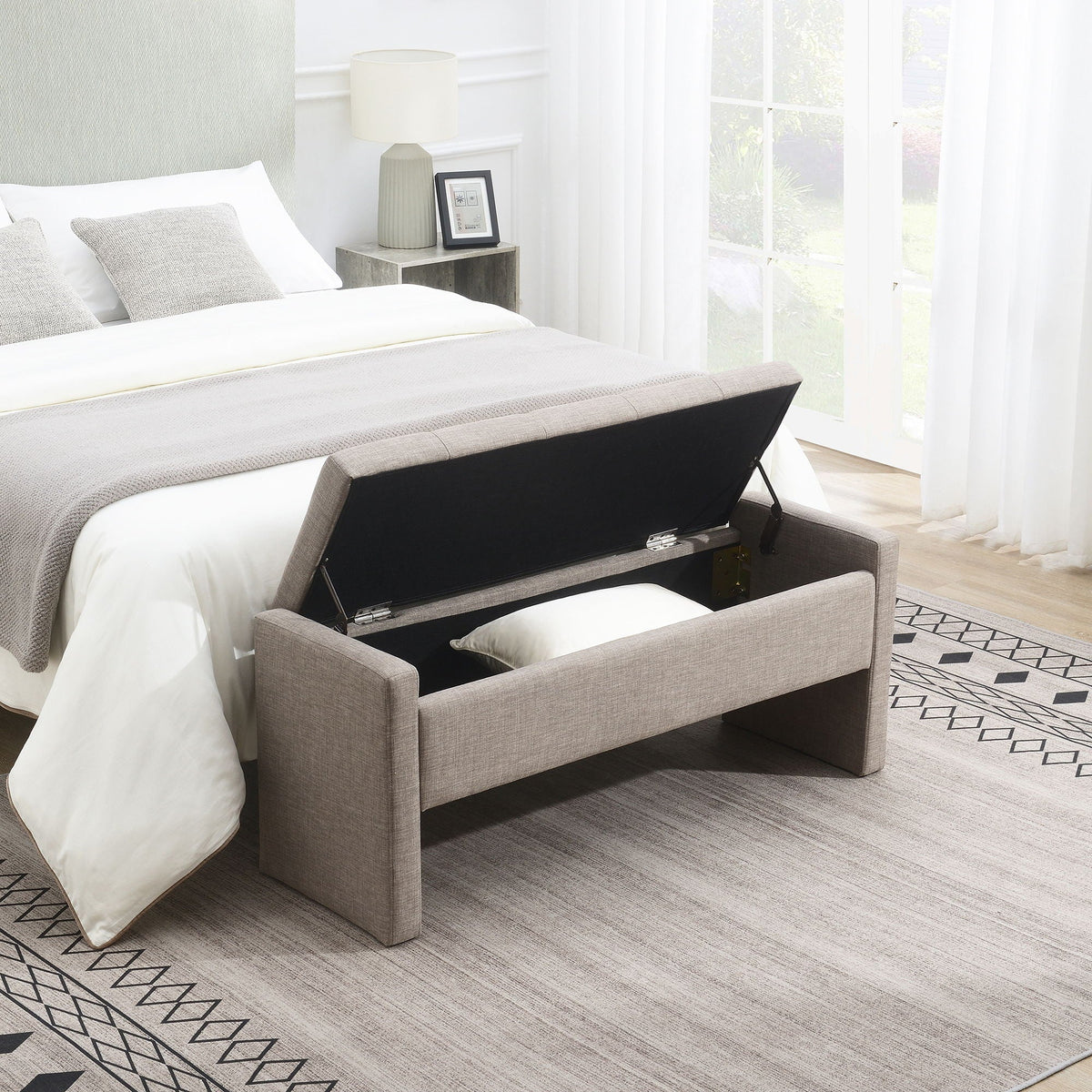 Modern Upholstered Large Bed End Bench With Storage, photo 16 of 20