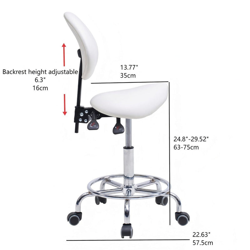 Saddle Stool Chair with Backrest - White, photo 3 of 10